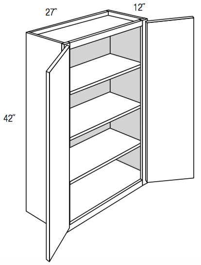 W2742 - Contour Slim Shaker in Sherwin-Williams® Custom Color Stain - Wall Cabinet - Double Door - 27"W x 42"H x 12"D