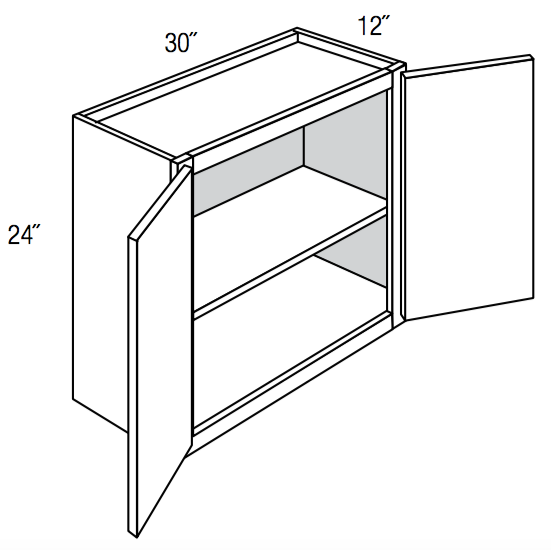 W3024 - RTA Cream White Shaker - Wall Cabinet - Double Door - 30"W x 24"H x 12"D