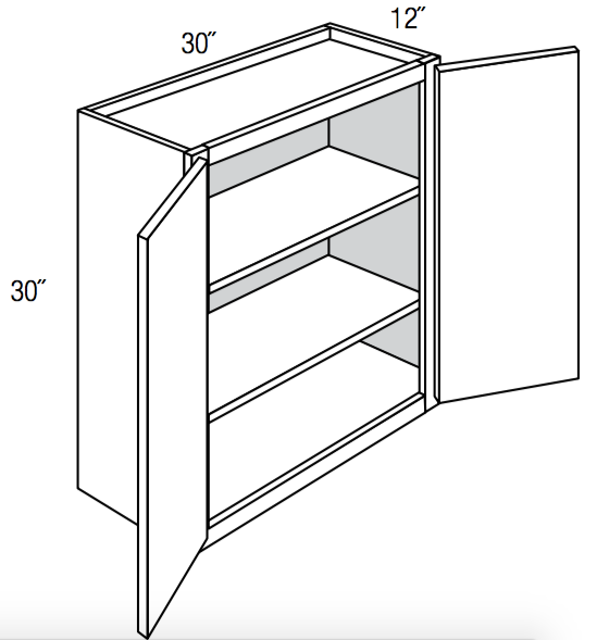 W3030 - Contour Slim Shaker in Sherwin-Williams® Custom Color Stain - Wall Cabinet - Double Door - 30"W x 30"H x 12"D