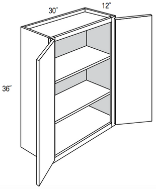 W3036 - RTA Weston White Shaker - Wall Cabinet - Double Door - 30"W x 30"H x 12"D