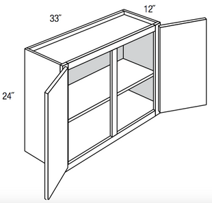 W3324 - Assembled Sage Green Shaker - WALL CABINET 33" X 24" - 33" X 24" X 12"