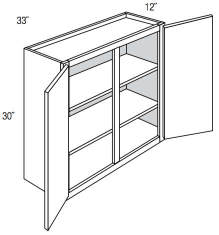 W3330 - Contour Slim Shaker in Sherwin-Williams® Custom Color Stain - Wall Cabinet - Double Door - 33"W x 30"H x 12"D
