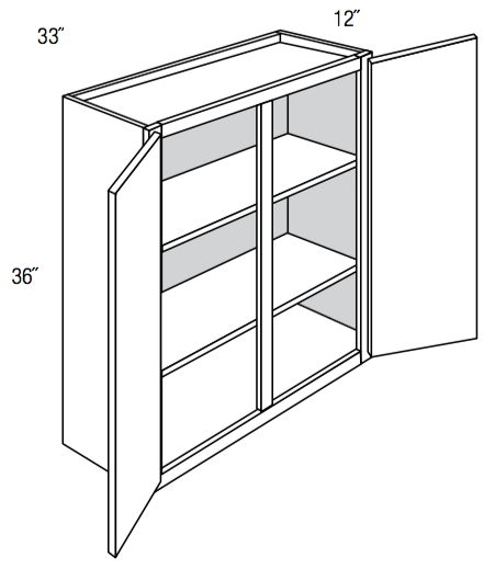 W3336 - Contour Slim Shaker in Sherwin-Williams® Custom Color Stain - Wall Cabinet - Double Door - 33"W x 36"H x 12"D