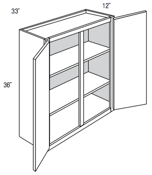 W3336 - RTA Weston White Shaker - Wall Cabinet - Double Door - 33"W x 36"H x 12"D