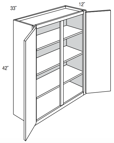 W3342 - Contour Slim Shaker in Sherwin-Williams® Custom Color Stain - Wall Cabinet - Double Door - 33"W x 42"H x 12"D