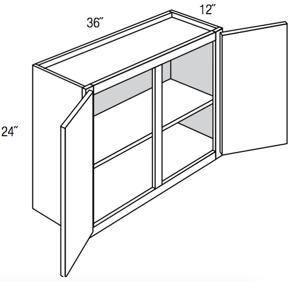 W3624 - RTA Cream White Shaker - Wall Cabinet - Double Door - 36"W x 24"H x 12"D