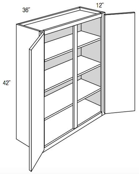 W3642 - Assembled Concord Tricorn Black - Wall Cabinet - Double Door