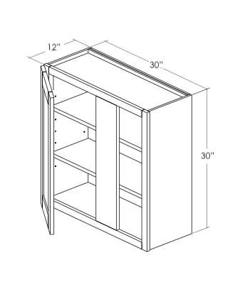 WBC30-3330R - Assembled Concord Tricorn Black - Blind Wall Cabinet - Single Door - Right Side Blind