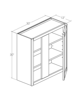 WBC30-3330L - Assembled Concord Tricorn Black - Blind Wall Cabinet - Single Door - Left Side Blind