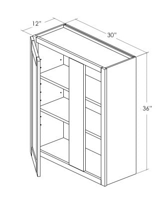 WBC30-3336R - Assembled Concord Tricorn Black - Blind Wall Cabinet - Single Door - Right Side Blind