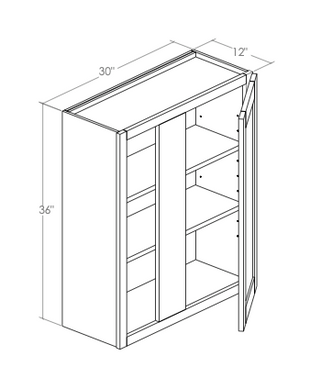 WBC30-3336L - Assembled Concord Custom Color Paint - Blind Wall Cabinet - Single Door - Left Side Blind