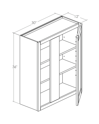WBC30-3336L - Assembled Concord Tricorn Black - Blind Wall Cabinet - Single Door - Left Side Blind
