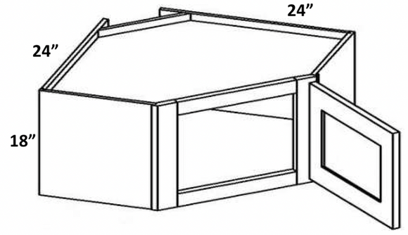 WDC2418 - Assembled Avalon Raised Panel - WALL DIAGONAL CORNER CABINET - 24" X 18" X 12"