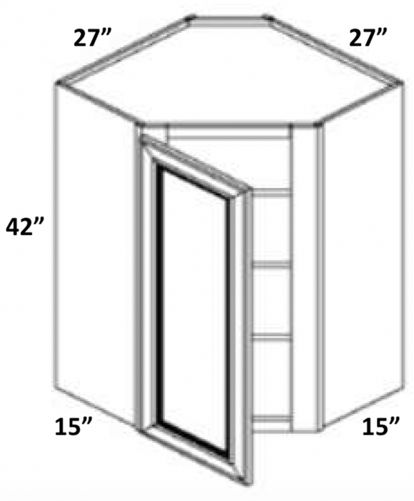 WDC274215 - Assembled Newport Raised Panel - WALL DIAGONAL CORNER CABINET - 27" X 27" X 42" X 15"