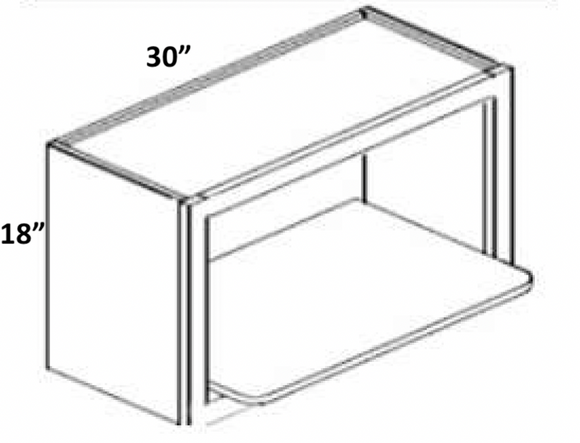 WMC3018 - Assembled Avalon Raised Panel - MICROWAVE OPEN SHELF 30" X 18" - 30" X 18" X 17 3/4"