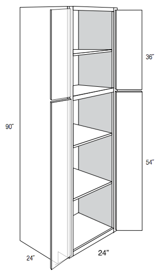 WP2490 - Contour Slim Shaker in Sherwin-Williams® Custom Color Stain - Utility Pantry Cabinet - Double Doors - 24"W x 90"H x 24"D