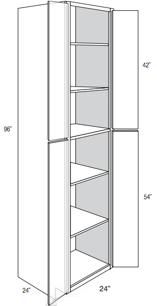 WP2496 - Contour Slim Shaker in Sherwin-Williams® Custom Color Stain - Utility Pantry Cabinet - Double Doors - 24"W x 96"H x 24"D