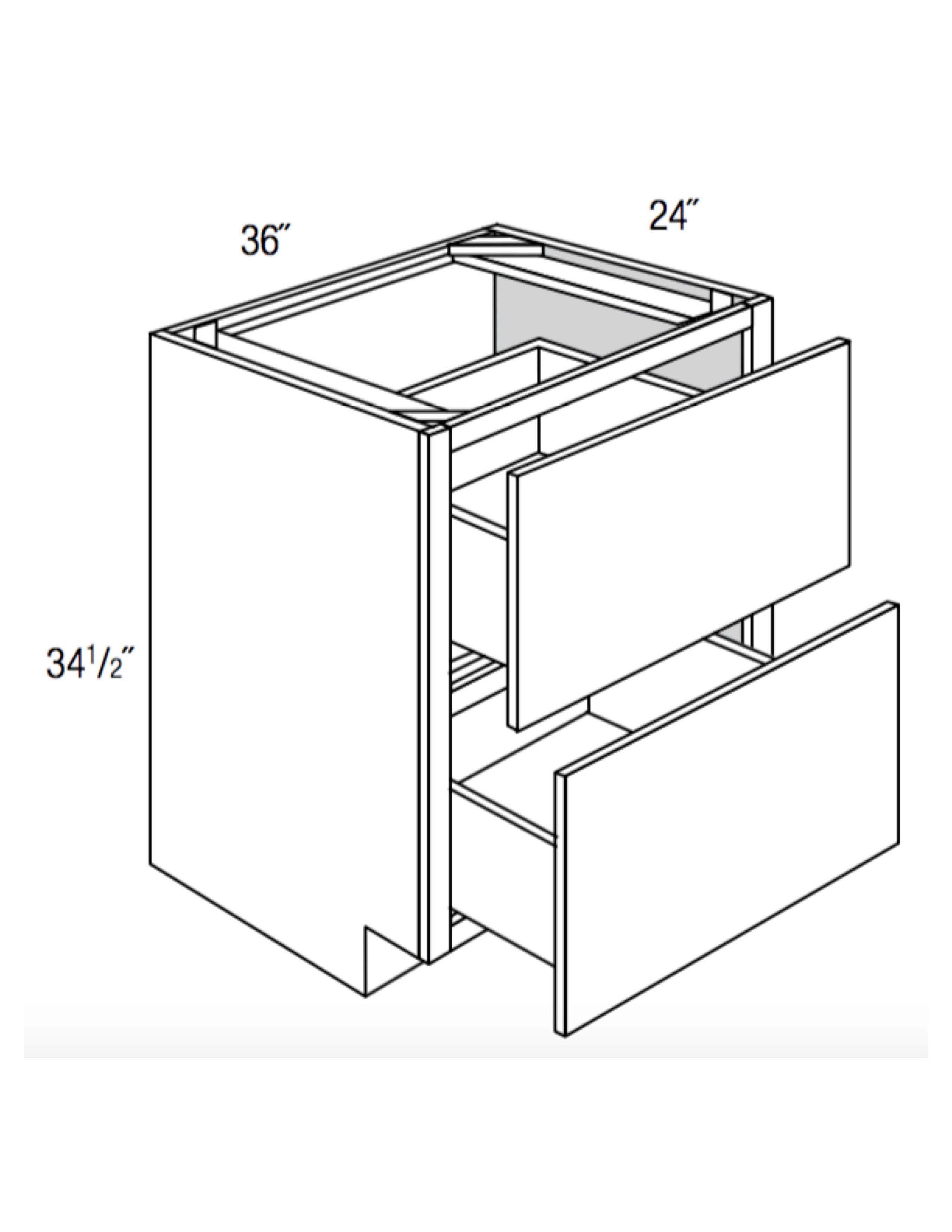 DB36-2 - RTA Concord Polar White - Drawer Base Cabinet - Double Drawers - 36"W x 34.5"H x 24"D