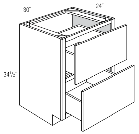 2DB30 - Trenton Recessed - Pot and Pan Drawer Base - 2 Large Drawers