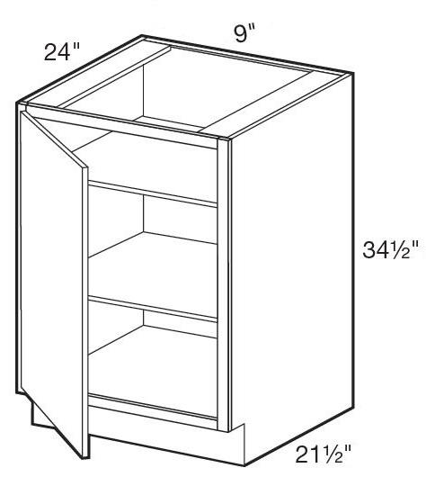 B09FHL - Fulton Mocha - Base Full Height Doors 9" - Single Door - Hinges On Left