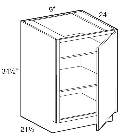 B09FHR - Fulton Mocha - Base Full Height Doors 9" - Single Door - Hinges On Right