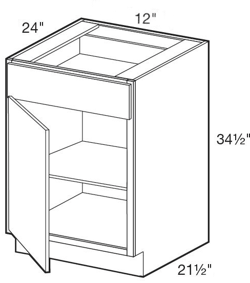 B12L - Glasgow Deep Onyx - Base 12" - Single Door/Single Drawer - Hinges On Left
