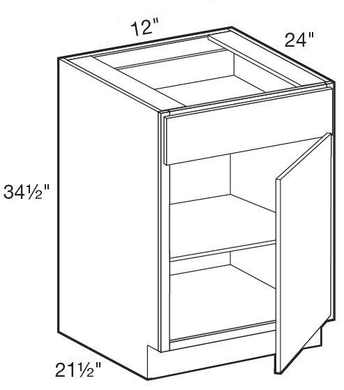 B12R - Hawthorne Cinnamon - Base 12" - Single Door/Single Drawer - Hinges On Right