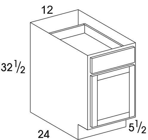 B12UD - York White - UD Base Cabinet - Single Door/Drawer - Special Order