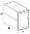 B15FHL - Shaker Ash - Outdoor Base Cabinet - Single Door - Special Order