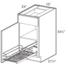 B15L-1WT - Manhattan High Gloss White - Base 15" w/1 Wire Pullout Tray - Single Door/Single Drawer - Hinges On Left