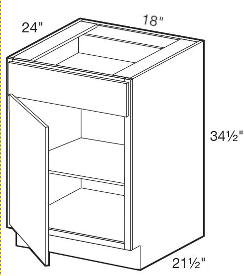 B15L - Norwood Deep Onyx - Base 15" - Single Door/Single Drawer - Hinges On Left