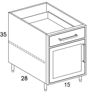 B15L - Shaker Black - Outdoor Base Cabinet - Single Door/Drawer - Special Order
