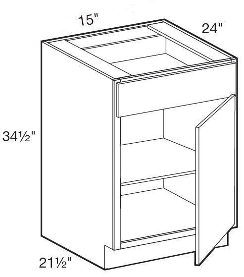 B15R - Glasgow Deep Onyx - Base 15" - Single Door/Single Drawer - Hinges On Right