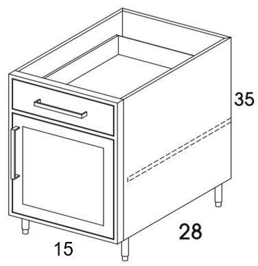 B15R - Shaker Black - Outdoor Base Cabinet - Single Door/Drawer - Special Order