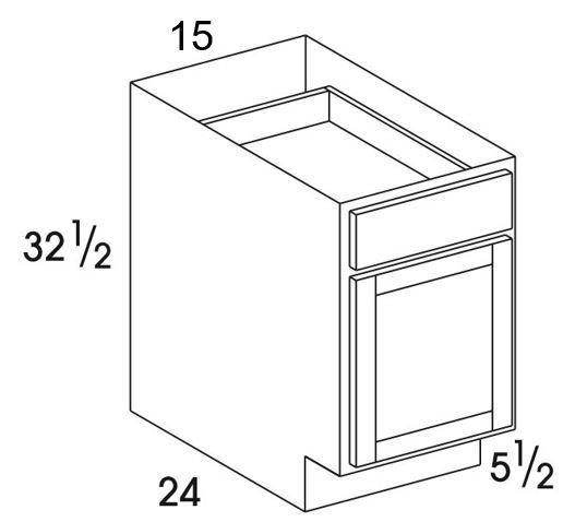 B15UD - York White - UD Base Cabinet - Single Door/Drawer - Special Order