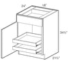 B18L-2T - Nantucket Polar White - Base 18" - Single Door/ Single Drawer - 2 Rollout Trays - Hinges On Left