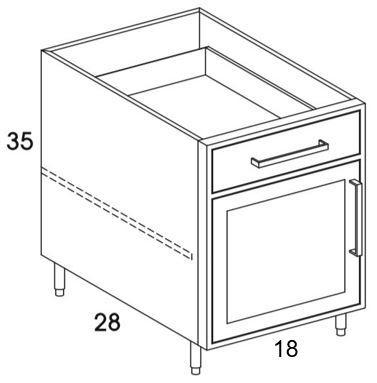 B18L - Shaker White - Outdoor Base Cabinet - Single Door/Drawer - Special Order