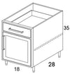 B18R - Shaker Ash - Outdoor Base Cabinet - Single Door/Drawer - Special Order