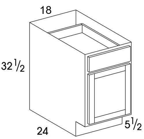 B18UD - York White - UD Base Cabinet - Single Door/Drawer - Special Order