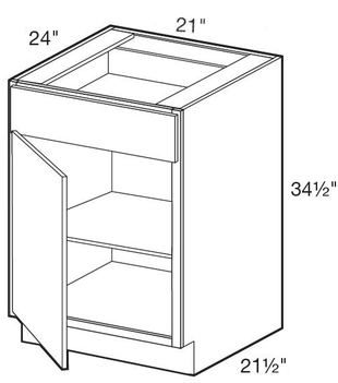 B21L - Wembley Valley Gray - Base 21" - Single Door/Single Drawer - Hinges On Left