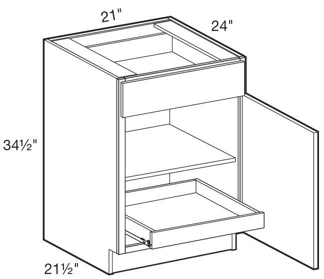 B21R-1T - Napa Blended Cream - Base 21" - Single Door/Single Drawer - 1 Rollout Tray - Hinges On Right