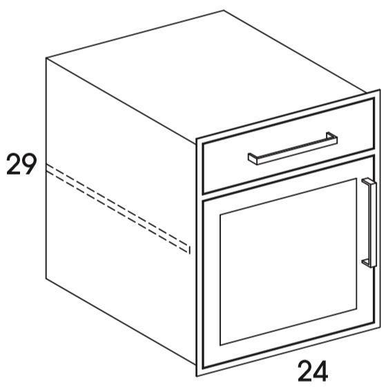 B24LHI - Shaker White - Outdoor Base Cabinet Hardscape Insert - Butt Doors/Single Drawer - Special Order