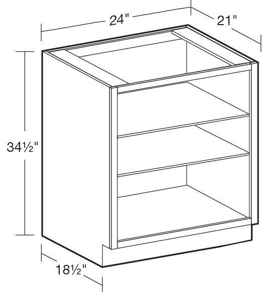 B24ND - Manhattan High Gloss Metallic - Base No Door 24" - Interior Finished To Match Frame