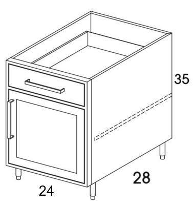 B24R - Shaker Black - Outdoor Base Cabinet - Single Door/Drawer - Special Order