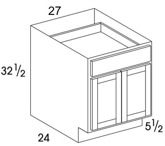 B27UD - York Grey - UD Base Cabinet - Butt Doors/Single Drawer - Special Order