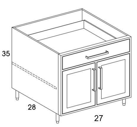 B27 - Shaker White - Outdoor Base Cabinet - Butt Doors/Single Drawer - Special Order
