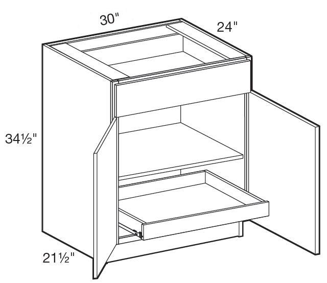 B30-1T - Glasgow Deep Onyx - Base 30" - Double Door/Single Drawer - 1 Rollout Tray