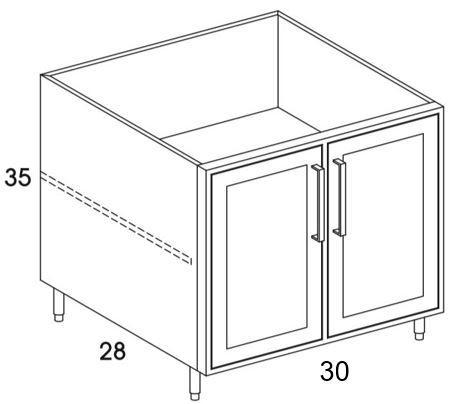 B30FH - Shaker White - Outdoor Base Cabinet - Butt Doors - Special Order