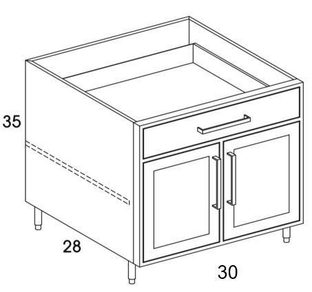 B30 - Shaker Black - Outdoor Base Cabinet - Butt Doors/Single Drawer - Special Order