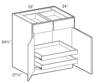 B33-2T - Wembley Valley Gray - Base 33" - Double Door/Double Drawer - 2 Rollout Trays